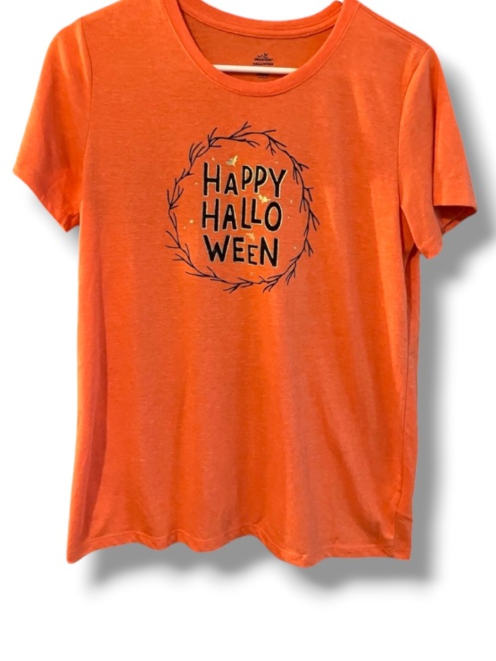 Way to Celebrate Women’s Happy Halloween Orange Graphic Short Sleeve Tee